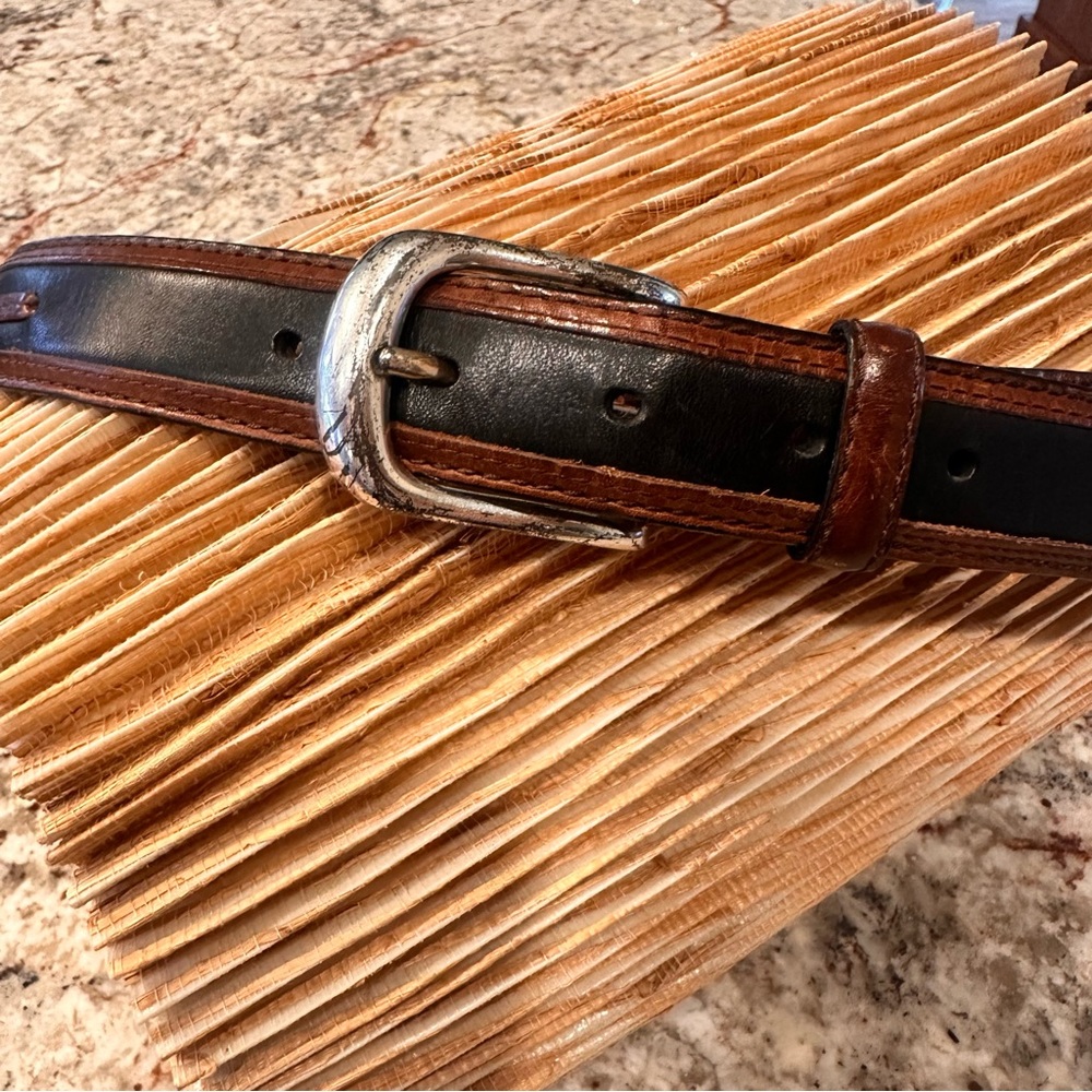 Classic Black and Brown Leather Belt
